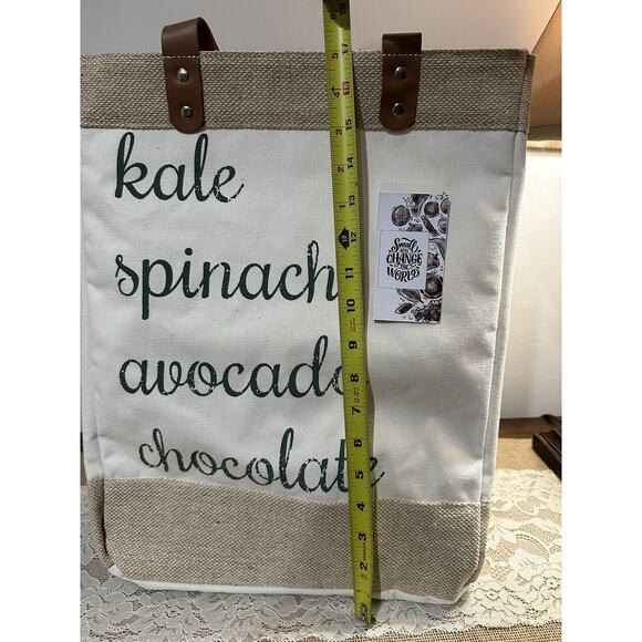 Farmers Market Style Canvas Tote With Pockets 17 in. Tall 12 in. Wide - Picture 5 of 7